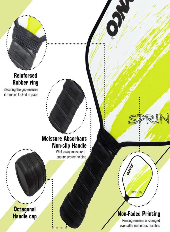 Synco Pickleball Paddle Set | 1 Pickleball Rackets and 2 Pickleballs with Carry Bag | Lightweight Fiberglass Pickleball Racket with Cushion Comfort Grip (12mm, Spring Green) - Image 3