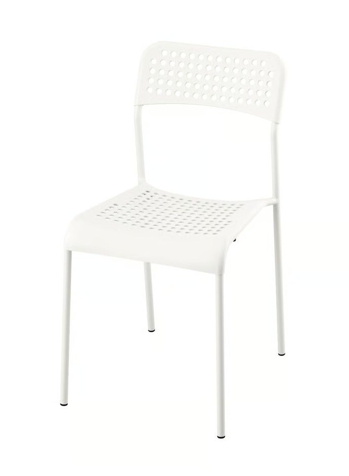 Selecto Hub Modern White Dining Chair, Stackable Kitchen Chair with Powder-Coated Steel Frame & Ventilated Polypropylene Seat, Lightweight Plastic Dining Chair for Home, Dining Room, Kitchen, Office, Balcony, 110 kg Capacity - Image 1