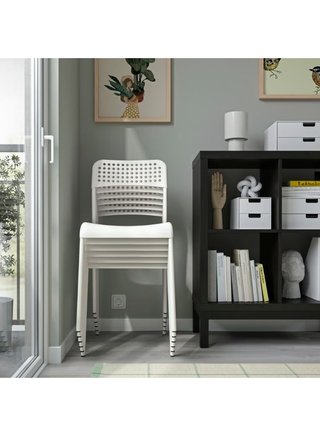 Selecto Hub Modern White Dining Chair, Stackable Kitchen Chair with Powder-Coated Steel Frame & Ventilated Polypropylene Seat, Lightweight Plastic Dining Chair for Home, Dining Room, Kitchen, Office, Balcony, 110 kg Capacity - Image 5