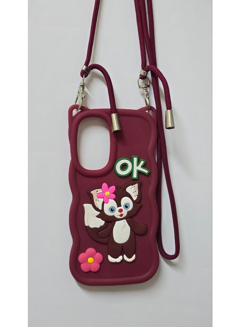 Elegant Back Case With a Distinctive Cartoon Design Compatible With The Phone Vivo Y04 With A Crossbody Chain - A Great Choice For Girls . - Image 2