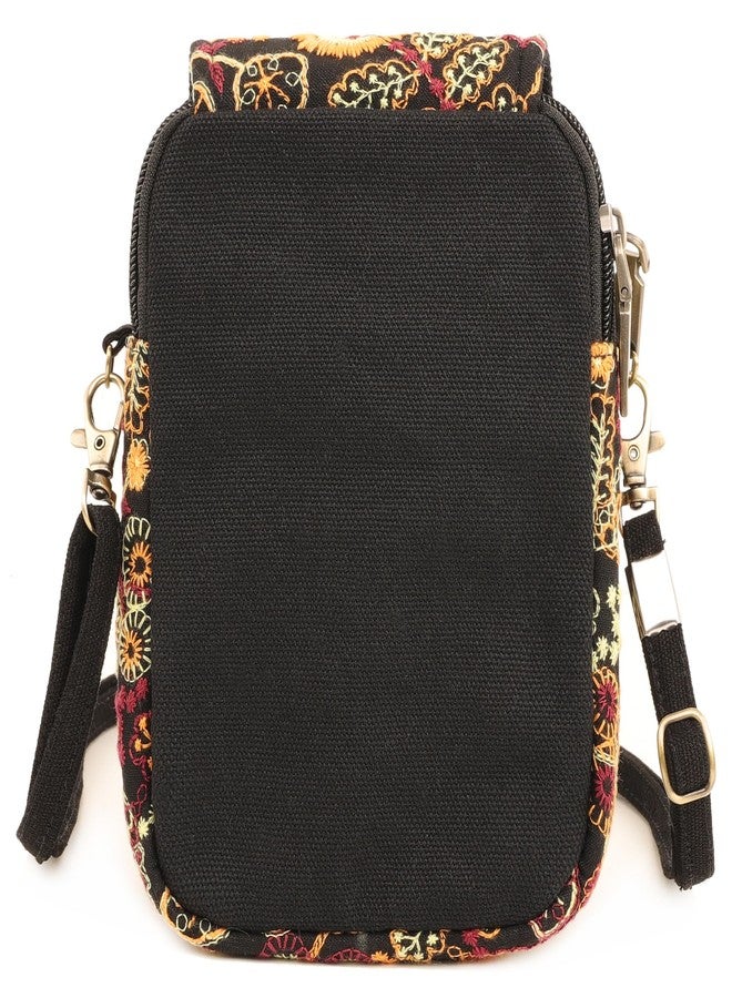 SILKAREA Embroidered Cute Mini Crossbody Bag for Women Small Handbags Wristlet Wallet Bag Cell-phone Pouch Coin Purse, Embroidered Yellow, One_Size, Boho Embroidery Small Purse Crossbody for Women - Image 4