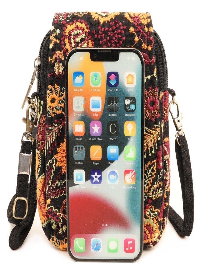 SILKAREA Embroidered Cute Mini Crossbody Bag for Women Small Handbags Wristlet Wallet Bag Cell-phone Pouch Coin Purse, Embroidered Yellow, One_Size, Boho Embroidery Small Purse Crossbody for Women - Image 2