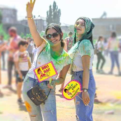 Festiko Bollywood Holi Photo Booth Props (Set of 11 Pcs), Holi Props for Photoshoot, Happy Holi Decoration, Holi Decoration Items, Holi Party Supplies - Image 4