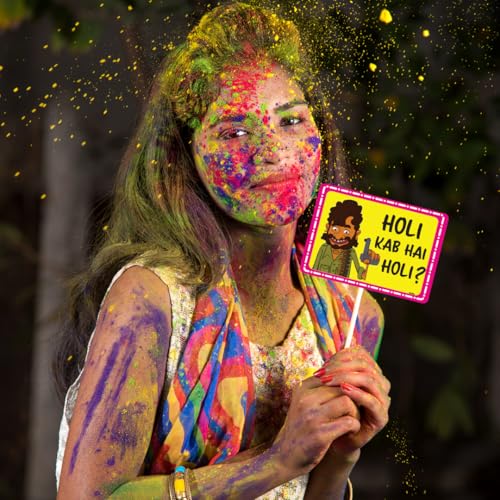 Festiko Bollywood Holi Photo Booth Props (Set of 11 Pcs), Holi Props for Photoshoot, Happy Holi Decoration, Holi Decoration Items, Holi Party Supplies - Image 3