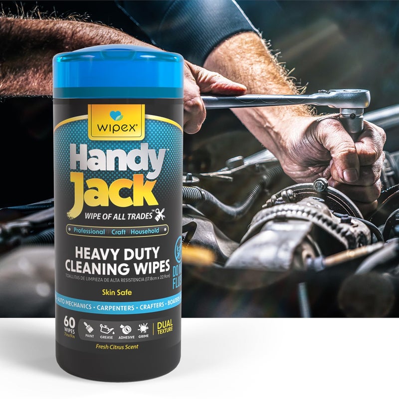 Wipex Handy Jack Heavy Duty Wipes  Dual Texture Cleaning Cloth - Used for Hands  Equipment  Tools  Garden  Automotive  Easily Removes Paint  Oil  Grease  & Dirt  60 Count (Pack of 3) - Image 3