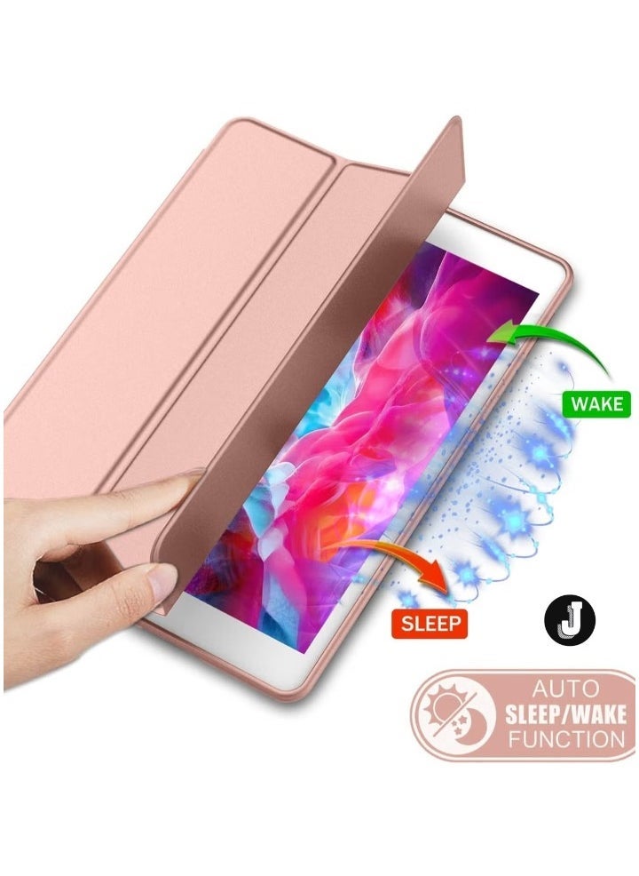 JAJEEK "iPad 9.7 Case (2018/2017, 6th/5th Gen) Smart Cover with Pencil Holder – Soft Silicone Back, Full Body Protection, Auto Wake/Sleep, Rose Gold" - Image 4