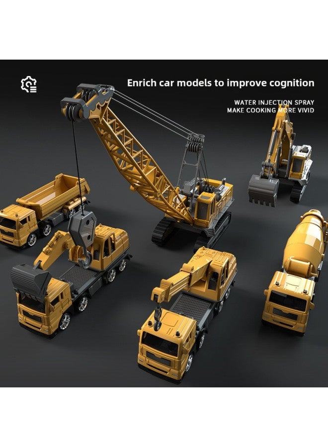 Children's Alloy Engineering Vehicle Excavator Suit Boy Simulation Model Push Excavator Mixer Truck Crane Toy-Color:Extra Large Top Configuration - 10 Engineering Vehicles [free 12 Cars + 2 Storage Buckets + 2 Maps + 2 Road Signs] - Image 3