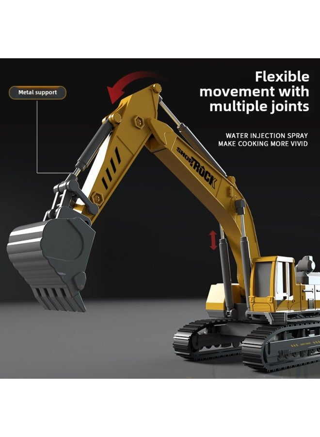 Children's Alloy Engineering Vehicle Excavator Suit Boy Simulation Model Push Excavator Mixer Truck Crane Toy-Color:Extra Large Top Configuration - 10 Engineering Vehicles [free 12 Cars + 2 Storage Buckets + 2 Maps + 2 Road Signs] - Image 4
