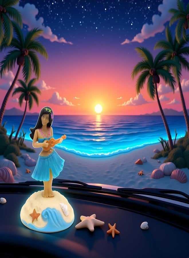 Tustao Blue Solar Shaking Head Ornaments Hula Girl - Solar Powered Dancing Figures Decoration - Solar Powered Car Dashboard Interior Decoration Desktop Ornaments Dancing Shaking Head Figure Car Interior - Image 5