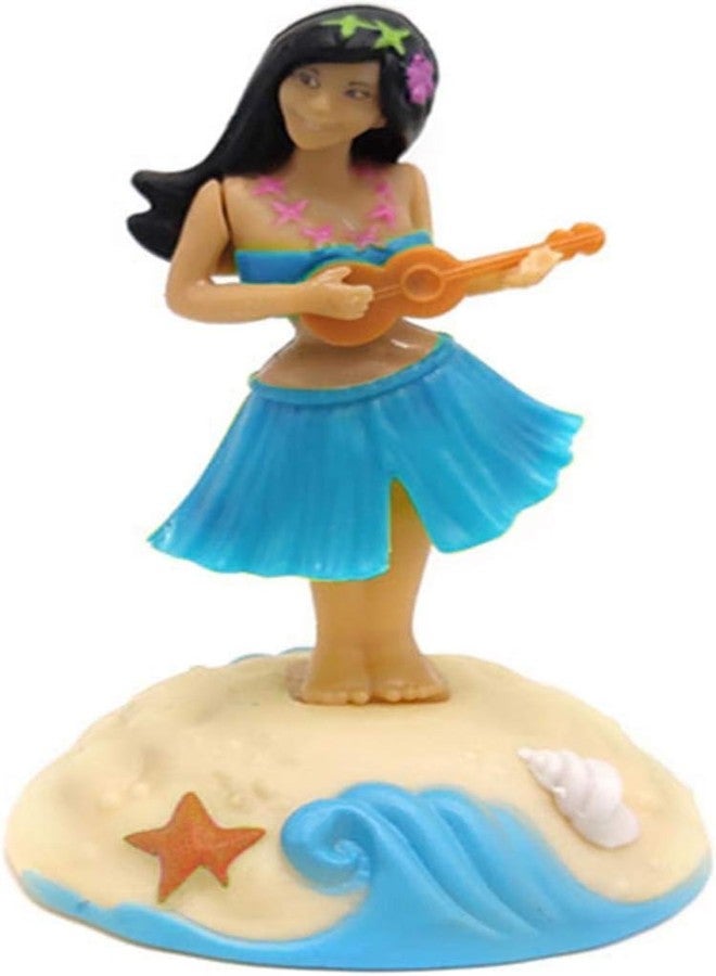 Tustao Blue Solar Shaking Head Ornaments Hula Girl - Solar Powered Dancing Figures Decoration - Solar Powered Car Dashboard Interior Decoration Desktop Ornaments Dancing Shaking Head Figure Car Interior - Image 1
