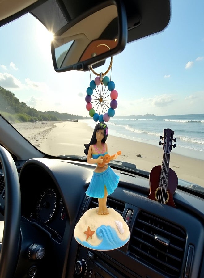 Tustao Blue Solar Shaking Head Ornaments Hula Girl - Solar Powered Dancing Figures Decoration - Solar Powered Car Dashboard Interior Decoration Desktop Ornaments Dancing Shaking Head Figure Car Interior - Image 4