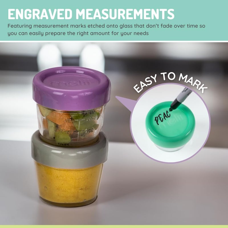 melii Glass Food Storage Jars - 12-Pack (2oz) with Airtight, Leakproof Lids, BPA-Free & Eco-Friendly, Microwave, Freezer, Dishwasher Safe, Containers for Baby Food, Meal Prep, Sauces and Snacks - Image 5