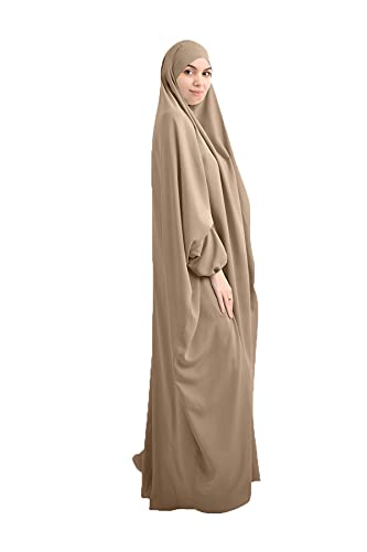 XINNI Women Muslim One-piece Loose Full Cover Long Dress One-size Overall Hijab Thobe Hooded Dress - Image 2