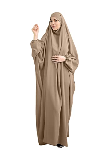 XINNI Women Muslim One-piece Loose Full Cover Long Dress One-size Overall Hijab Thobe Hooded Dress - Image 5