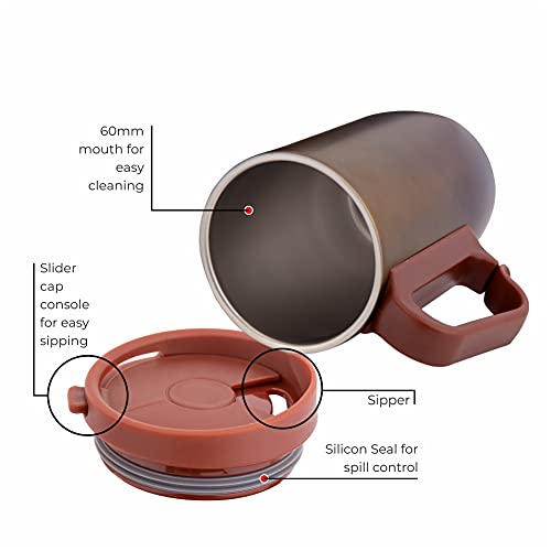 DUBBLIN Casa Stainless Steel Unbreakable Tea Coffee Mug Double Wall with Handle and Lid, Wide Mouth Mug Keeps Beverages Hot & Cold 270 ML Golden - Image 4