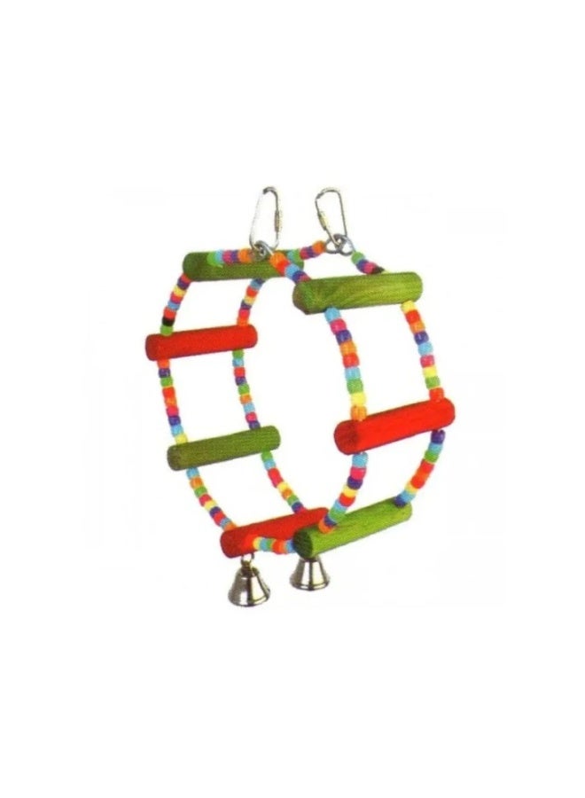 Pado Multicolor Wooden Hanging Bird Toy with Beads & Bells , 1 pcs