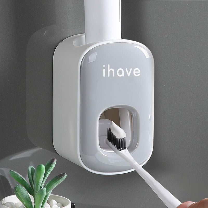 iHave Toothpaste Dispenser Wall Mount for Bathroom Automatic Toothpaste Squeezer (Grey) - Image 1