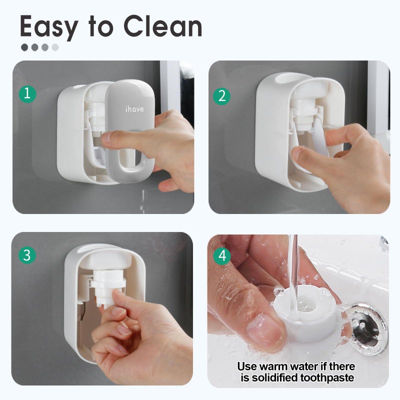 iHave Toothpaste Dispenser Wall Mount for Bathroom Automatic Toothpaste Squeezer (Grey) - Image 5