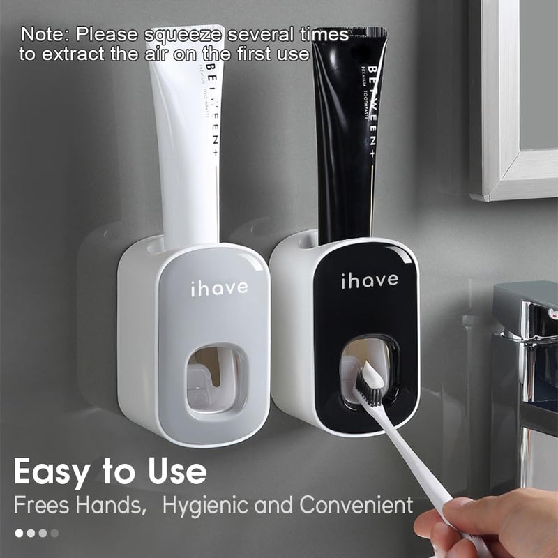 iHave Toothpaste Dispenser Wall Mount for Bathroom Automatic Toothpaste Squeezer (Grey) - Image 2
