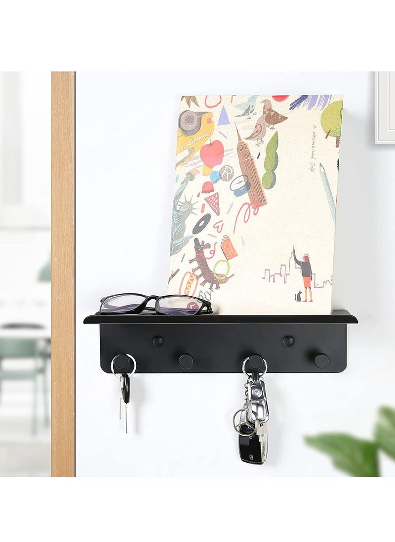 Generic Key Holder for Wall Decorative, Entryway Hallway Metal Organizer with 4 Hooks, Perfect, Foyer, Closet, mudroom, Kitchens, and More Black  - Image 3