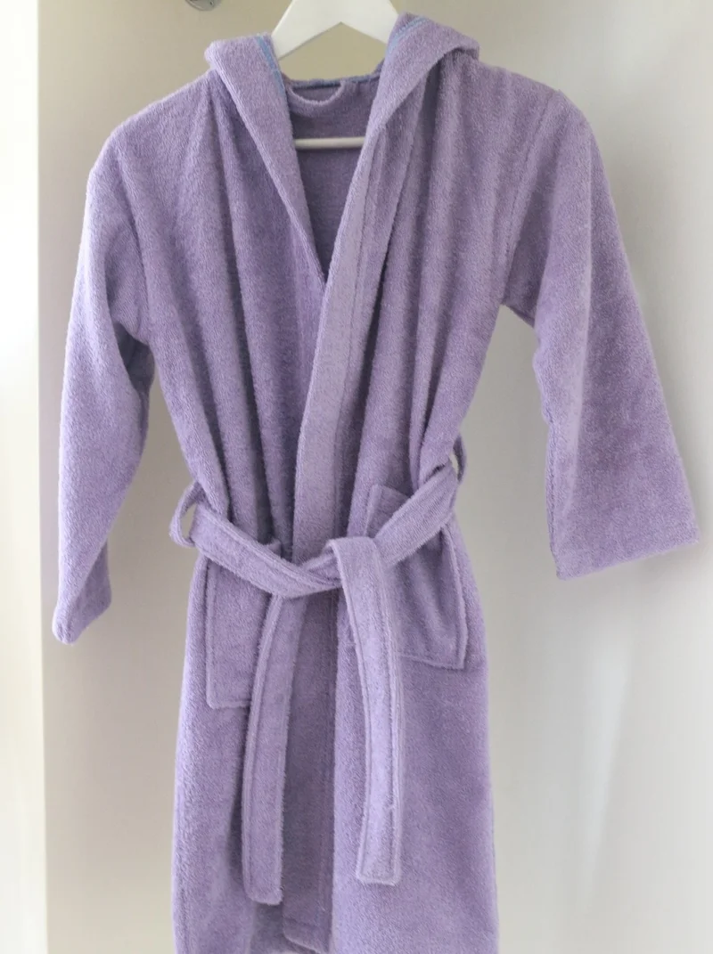 Ender Home Children's Bathrobe Teenager's Bathrobe Boucle Cotton Hooded Bathrobe