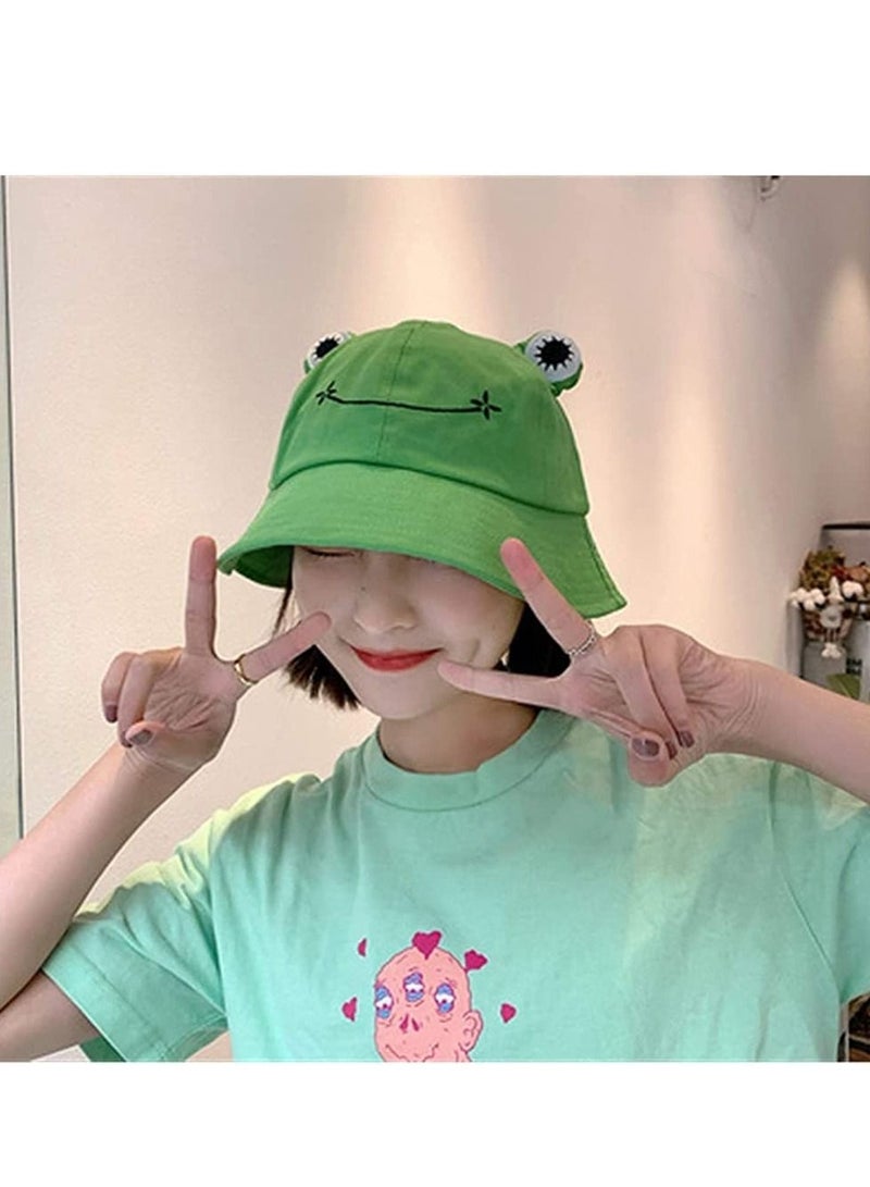 KASTWAVE Frog Bucket Hat, Winter Hat Fashion Hat for Women Summer Autumn Plain Women Panama Outdoor Hiking Beach Fishing Cap, Green, Size 56 - 58 cm  - Image 3