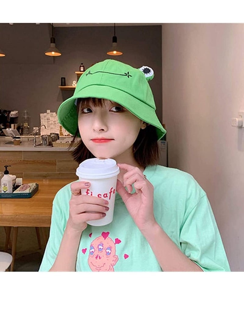 KASTWAVE Frog Bucket Hat, Winter Hat Fashion Hat for Women Summer Autumn Plain Women Panama Outdoor Hiking Beach Fishing Cap, Green, Size 56 - 58 cm  - Image 4