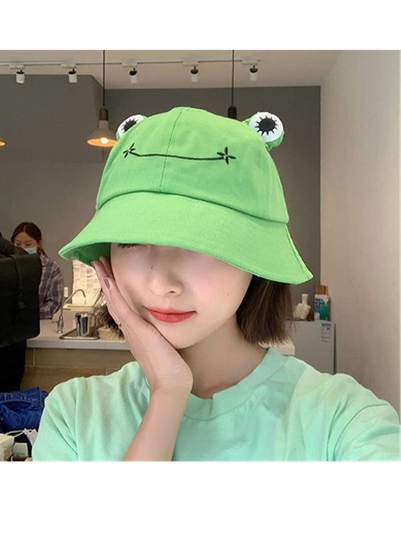 KASTWAVE Frog Bucket Hat, Winter Hat Fashion Hat for Women Summer Autumn Plain Women Panama Outdoor Hiking Beach Fishing Cap, Green, Size 56 - 58 cm  - Image 2