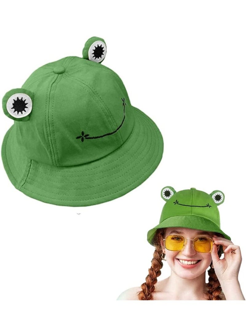 KASTWAVE Frog Bucket Hat, Winter Hat Fashion Hat for Women Summer Autumn Plain Women Panama Outdoor Hiking Beach Fishing Cap, Green, Size 56 - 58 cm  - Image 1
