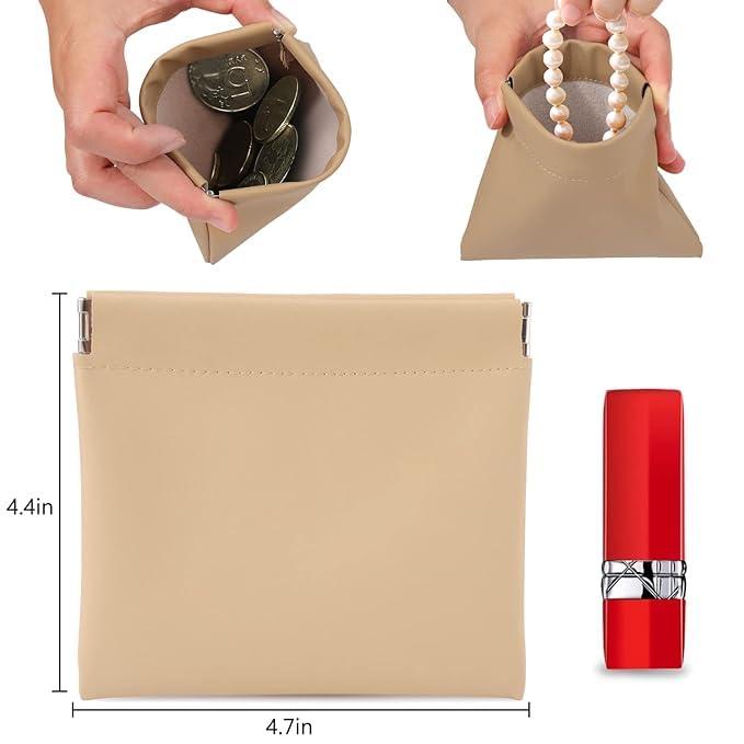 ITUSHA Small Makeup Bag for Purse4 PCS Mini Portable Cosmetic Bags for Women Coin Purse Lipstick Cosmetic Accessories Organizer Small Travel Kit Storage Pouch - Image 2