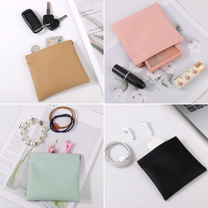 ITUSHA Small Makeup Bag for Purse4 PCS Mini Portable Cosmetic Bags for Women Coin Purse Lipstick Cosmetic Accessories Organizer Small Travel Kit Storage Pouch - Image 3