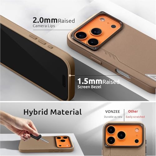 VONZEE Hybrid Shockproof Back Cover Case Compatible with iPhone 17 Pro Max 6.9'', TPU+ Polycarbonate Transparent Anti-Yellow Non-Slip Full-Body Protection Back Phone Case - Desert - Image 4