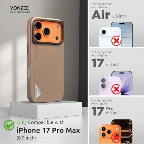 VONZEE Hybrid Shockproof Back Cover Case Compatible with iPhone 17 Pro Max 6.9'', TPU+ Polycarbonate Transparent Anti-Yellow Non-Slip Full-Body Protection Back Phone Case - Desert - Image 5