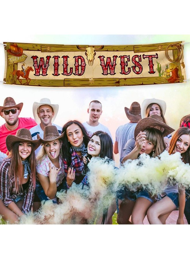 Blulu Cowboy Party Decorations Cowboy Banner Western Scene Setters For Cowboy Decorations Party Wooden House Barn Banner Western Party Supplies Wild West Backdrop Background 15.7 X 72 Inch - Image 3