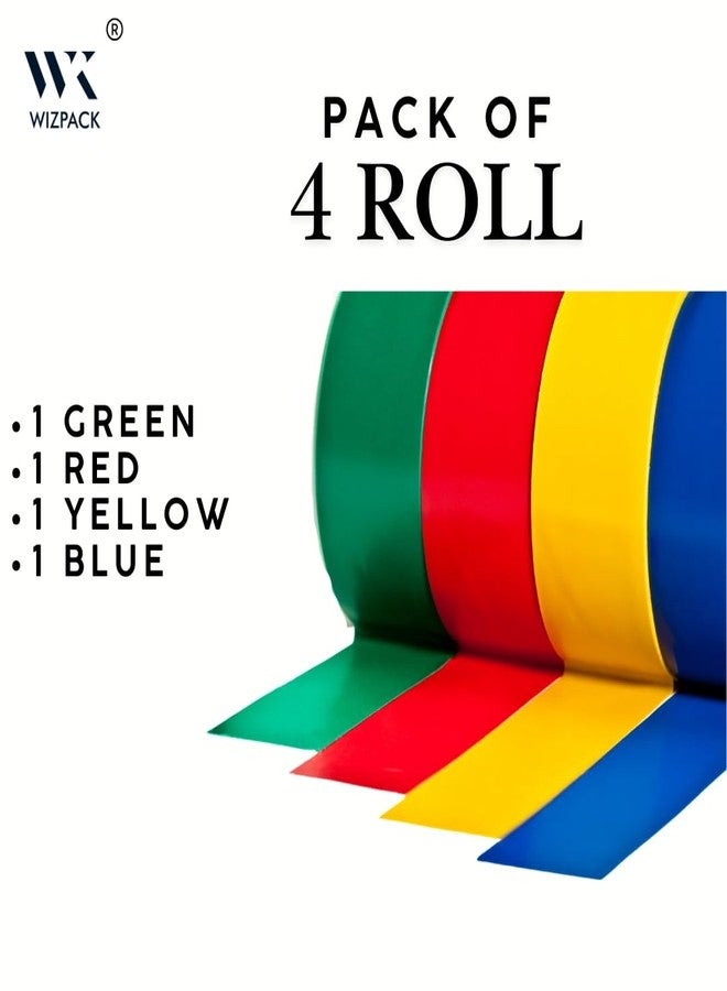 WIZPACK Multicolor Color Tape | 65 Meters in Length | 72mm / 3" Width | Green,Red,Yellow,Blue | BOPP Self Adhesive Tape for Arts and Craft use, Box Packing, Office, Industrial, Export, E-commerce & DIY. - Image 2