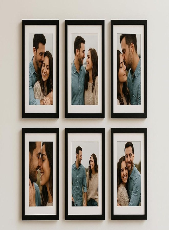 مجموعة إطارات صور من 6 قطع، أسود، 5×7 بوصة، للتعليق على الحائط، عرض رأسي/أفقي، واجهة أكريليك - Image 1