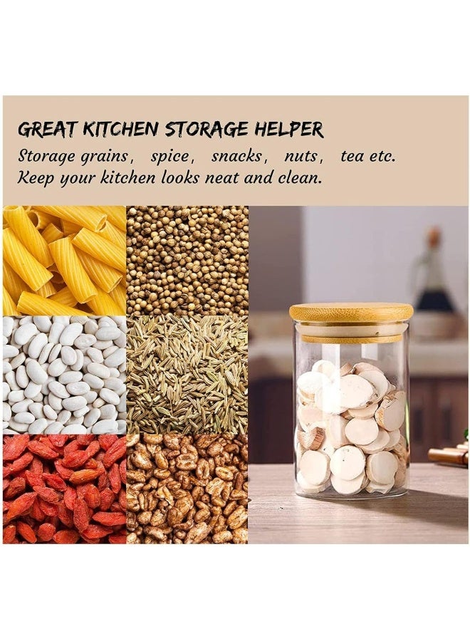 FUFU طقم برطمانات زجاجية FUFU بأغطية من الخيزران، برطمانات زجاجية بأغطية خشبية سعة 8 أونصات، برطمانات توابل كبيرة، حاويات تخزين زجاجية للمخزن، البسكويت، والقهوة طقم من 12 حبة - Image 5