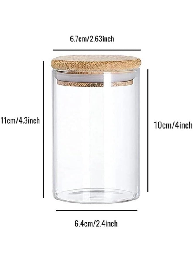 FUFU طقم برطمانات زجاجية FUFU بأغطية من الخيزران، برطمانات زجاجية بأغطية خشبية سعة 8 أونصات، برطمانات توابل كبيرة، حاويات تخزين زجاجية للمخزن، البسكويت، والقهوة طقم من 12 حبة - Image 2