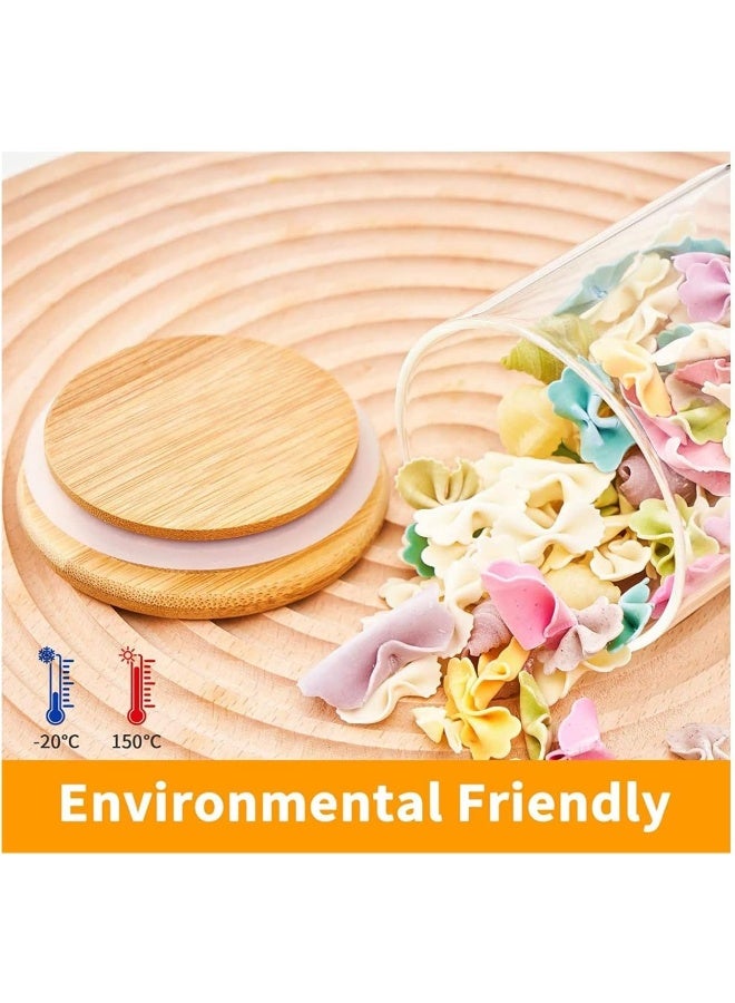 FUFU طقم برطمانات زجاجية FUFU بأغطية من الخيزران، برطمانات زجاجية بأغطية خشبية سعة 8 أونصات، برطمانات توابل كبيرة، حاويات تخزين زجاجية للمخزن، البسكويت، والقهوة طقم من 12 حبة - Image 3