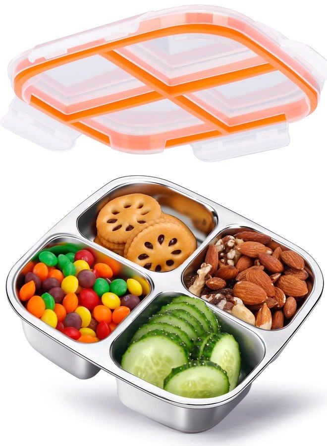 KTKUDY Stainless Steel Snack Container - Divided Bento Snack Box - 4 Compartment Meal Prep Lunch Container for Kids Daycare, School, Work, Travel - Image 1