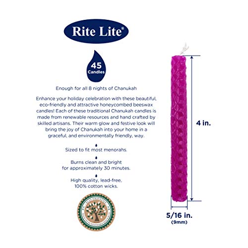 Rite Lite Honeycomb Beeswax Multicolor Hanukkah Candles - Colorful Bulk Pack of 45 Decorative & Fits Most Menorahs Jewish Holiday Party Favors Accessories Decorations for all 8 Nights of Chanukah - Image 2