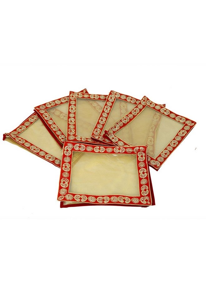 Kuber Industries 6 Piece Transparent Saree Cover, Red - Image 1