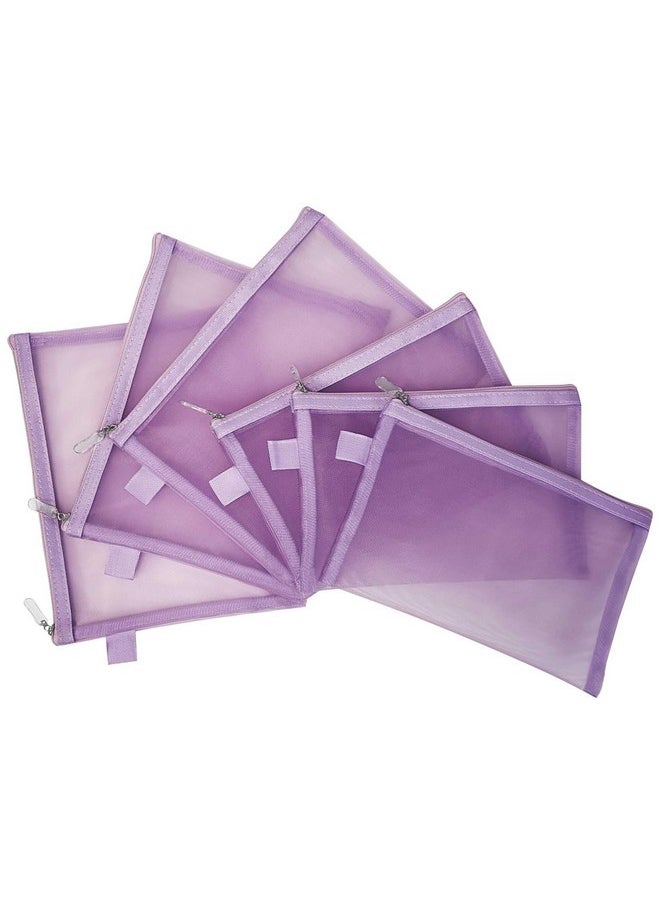 Topfinder - Clear Cosmetic Bags Zip Makeup Mesh Bags Pencil Case Pouch Travel Toiletry Kit Set Storage Case ((6A+5A)*3 Light Purple) - Image 1