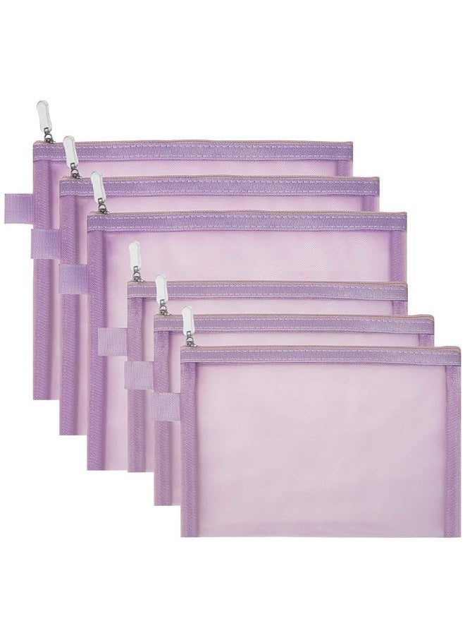 Topfinder - Clear Cosmetic Bags Zip Makeup Mesh Bags Pencil Case Pouch Travel Toiletry Kit Set Storage Case ((6A+5A)*3 Light Purple) - Image 1