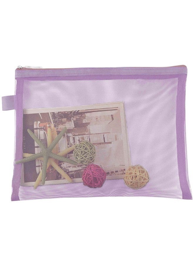 Topfinder - Clear Cosmetic Bags Zip Makeup Mesh Bags Pencil Case Pouch Travel Toiletry Kit Set Storage Case ((6A+5A)*3 Light Purple) - Image 1