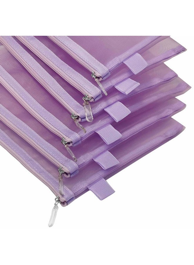 Topfinder - Clear Cosmetic Bags Zip Makeup Mesh Bags Pencil Case Pouch Travel Toiletry Kit Set Storage Case ((6A+5A)*3 Light Purple) - Image 1