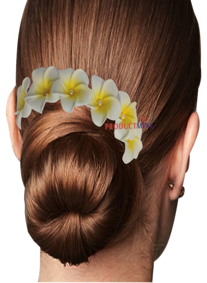 PRODUCTMINE دبابيس شعر العروس من PRODUCTMINE®، دبابيس ذهبية فاخرة مزينة بزهرة شامبا صناعية من هاواي، دبابيس شعر للنساء والفتيات لحفلات الزفاف - مجموعة من 6 قطع - Image 5