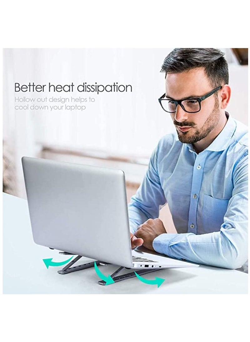 Digi Core 6-Level قابل للتعديل سبائك الألومنيوم حامل كمبيوتر محمول قابل للطي حامل الكمبيوتر المحمول حامل الكمبيوتر المحمول متعدد الزوايا قابل للتعديل حامل الكمبيوتر المحمول - Image 5