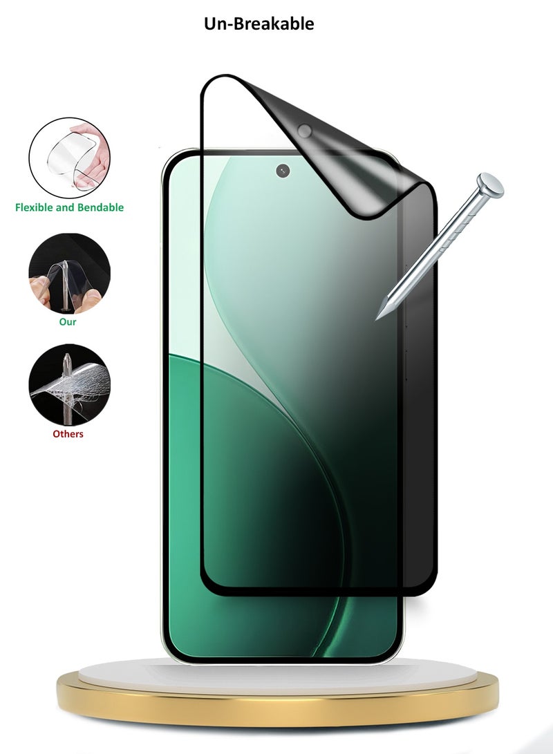 دبليو تيك حماية شاشة مرنة كاملة التغطية بحماية خصوصية نانو سيراميك OPPO رينو 14 5G 2025 - شفاف/أسود - Image 3