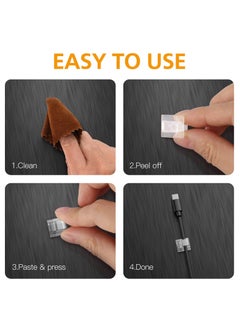 Loquat Adhesive Cable Clips, 110 PCS Wire Clips Cable Wire Management Wire Cable Holder Clips Cable Tie Holder Cable Organizer for Car, Office and Home (Clear)  - Image 3